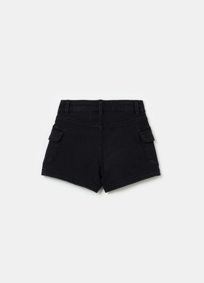 Girls' Cargo Shorts – Black - Image 2