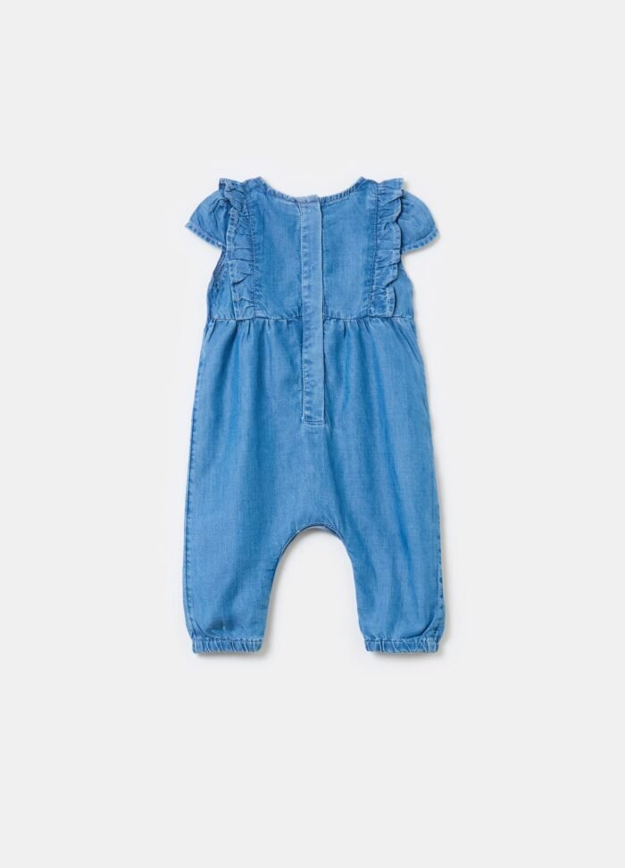 ⁦Baby Lyocell Denim-Look Romper – Blue⁩ - الصورة ⁦2⁩