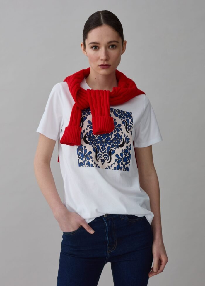 ⁦Women's Cotton T-Shirt – Optical White⁩ - الصورة ⁦2⁩
