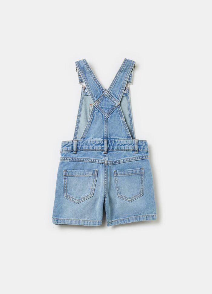 ⁦Girls' Denim Dungarees – Medium Blue⁩ - الصورة ⁦2⁩