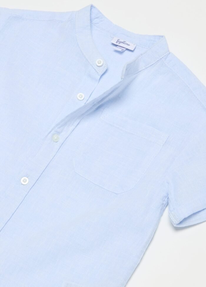 ⁦Boys' Linen-Blend Trousers – Light Blue⁩ - الصورة ⁦2⁩