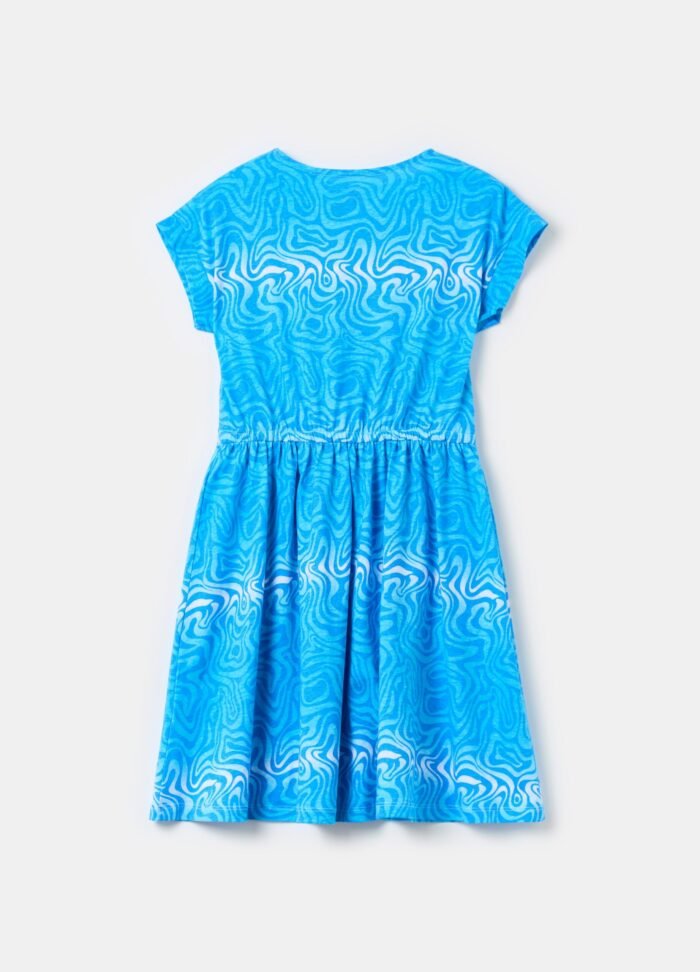 ⁦Girls' Printed Dress – Light Blue⁩ - الصورة ⁦2⁩