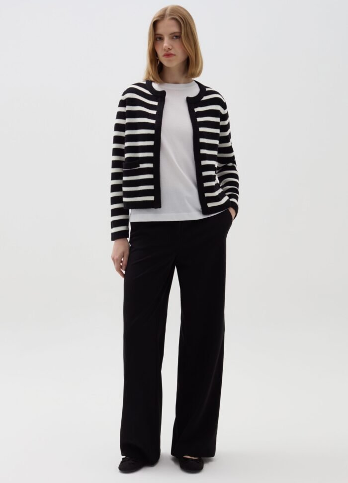 Women's Striped Jacket – Black & White - Image 2
