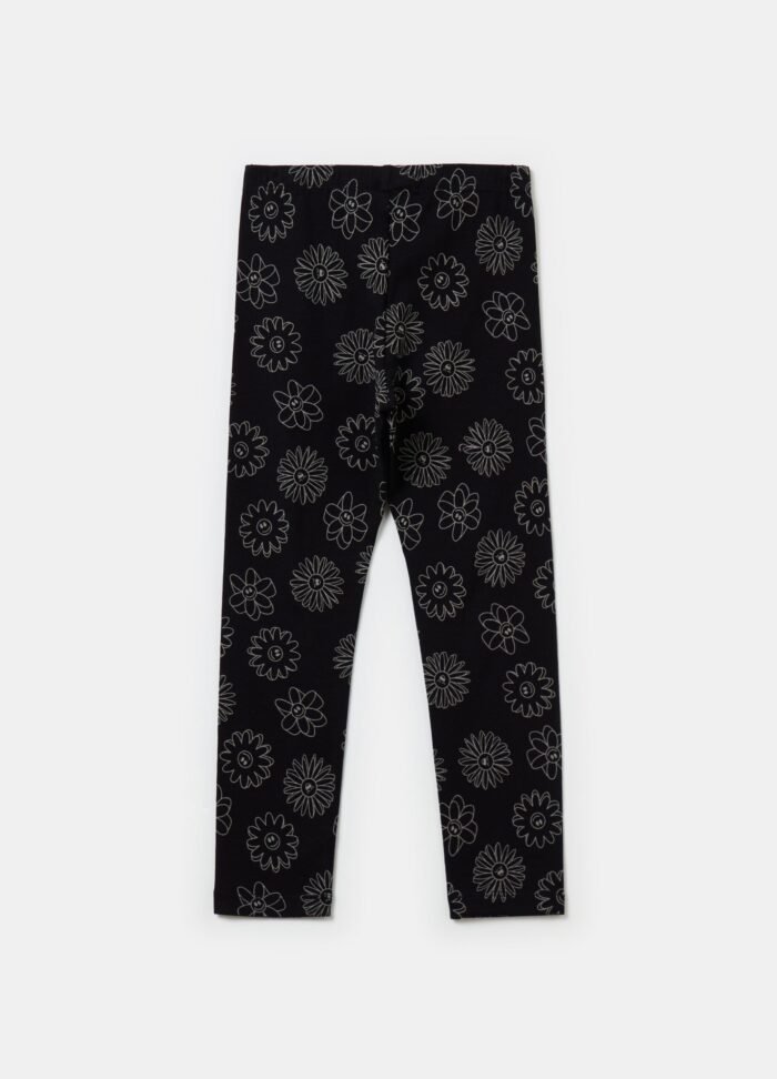 ⁦Girls' Printed Leggings – Black⁩ - الصورة ⁦2⁩