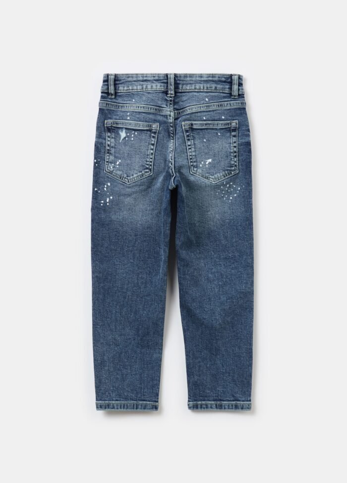 ⁦Boys' 5-Pocket Straight Jeans – Medium Blue⁩ - الصورة ⁦2⁩