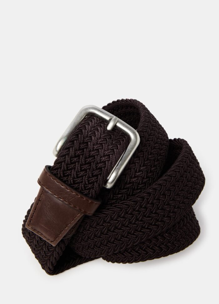 ⁦Men's Elastic Belt – Brown⁩ - الصورة ⁦2⁩