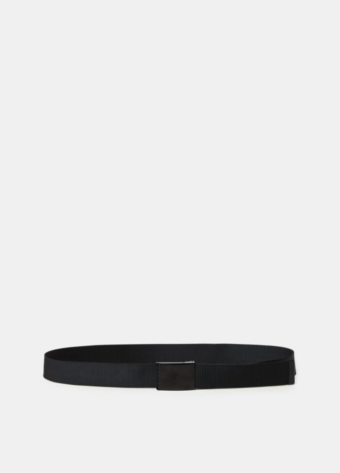 ⁦Men's Plaque-Buckle Belt – Black⁩ - الصورة ⁦2⁩