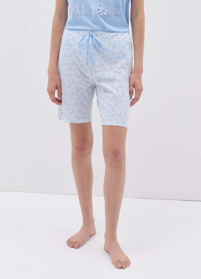 ⁦Women's Cotton Pyjama Shorts – Chambray Blue⁩ - الصورة ⁦2⁩