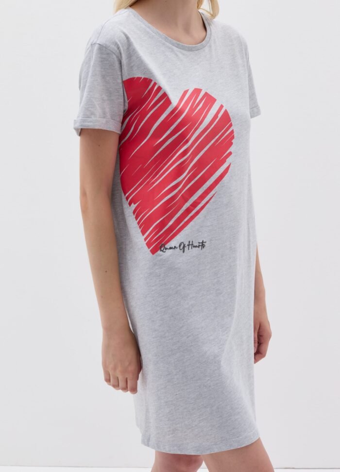 ⁦Women's Short-Sleeve Nightdress – Grey⁩ - الصورة ⁦2⁩