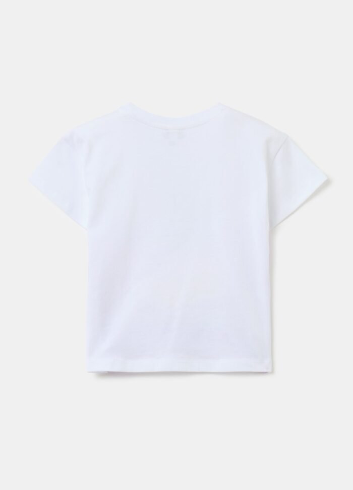 ⁦Girls' Cotton T-Shirt – White⁩ - الصورة ⁦2⁩