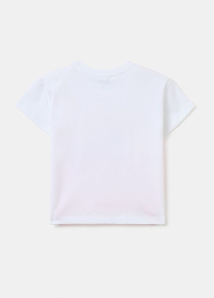 ⁦Girls' Short-Sleeve T-Shirt – White⁩ - الصورة ⁦2⁩