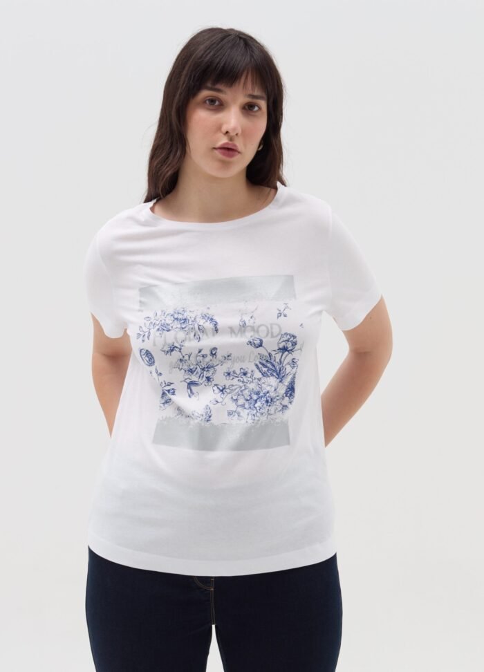 ⁦Women's Cotton T-Shirt – White⁩ - الصورة ⁦2⁩