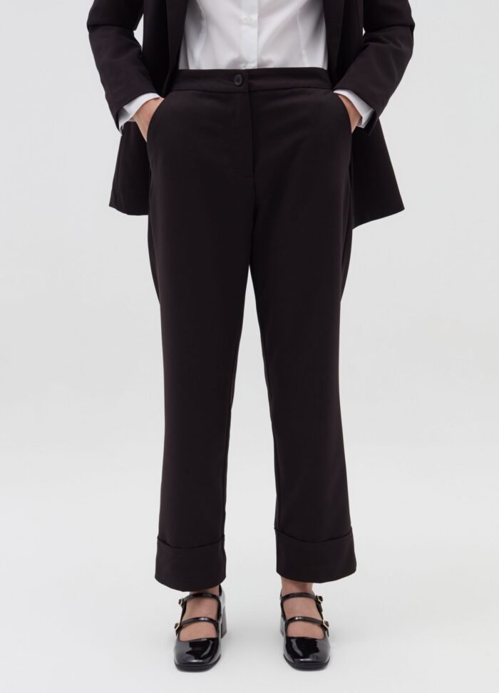 ⁦Women's Tailored Trousers – Black⁩ - الصورة ⁦2⁩