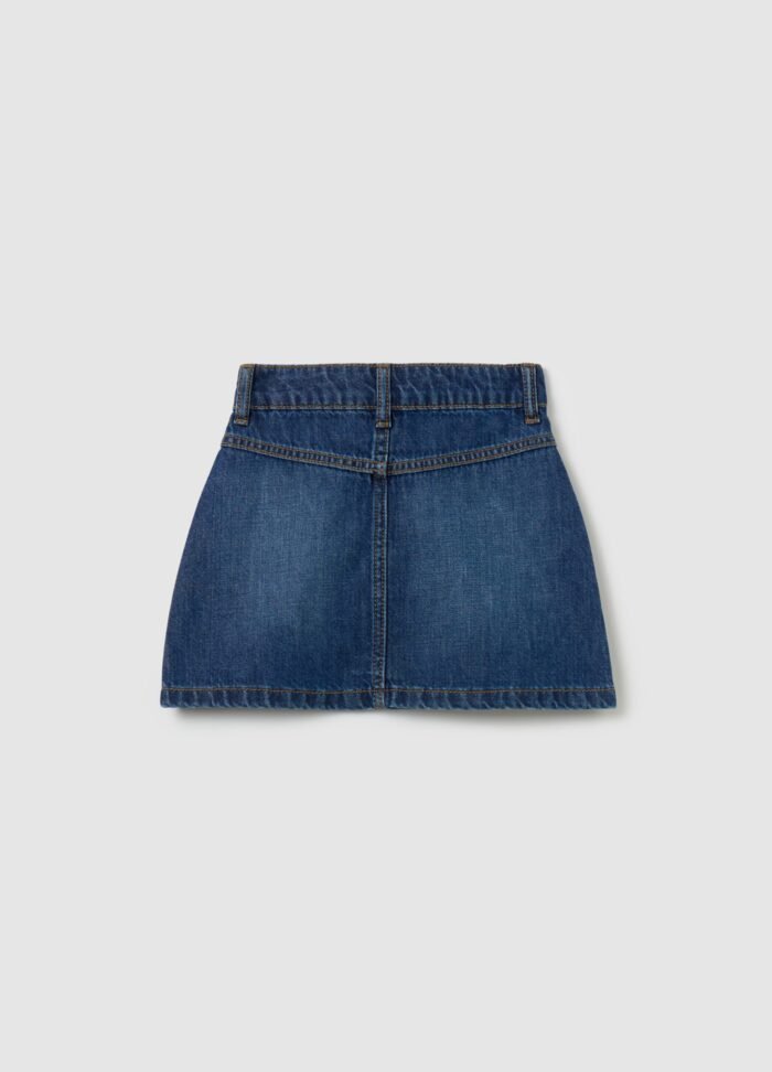 ⁦Girls' Denim Skirt – Medium Blue⁩ - الصورة ⁦2⁩