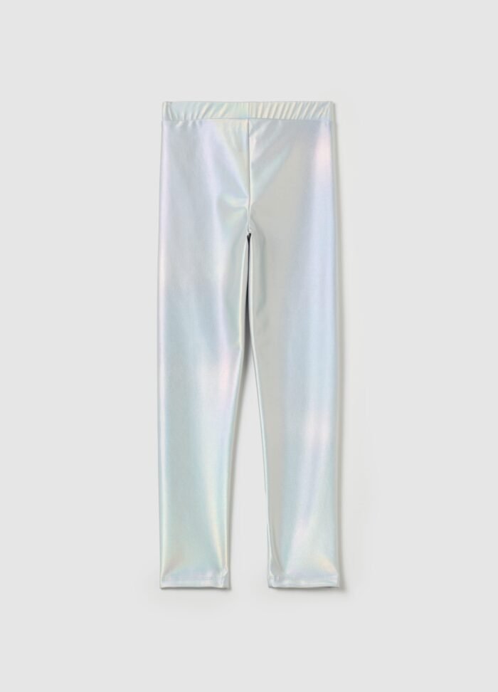 ⁦Girls' Metallic Leggings – Grey⁩ - الصورة ⁦2⁩