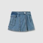Girls' Denim Cargo Trousers – Medium Blue