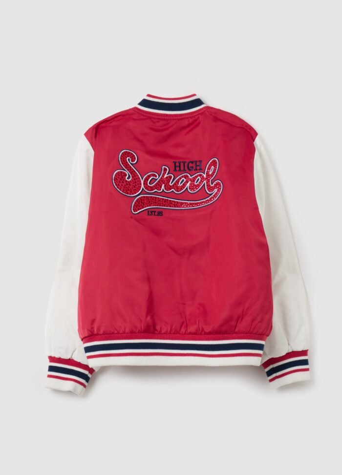 ⁦Girls' Bomber Jacket – Lipstick Red⁩ - الصورة ⁦2⁩