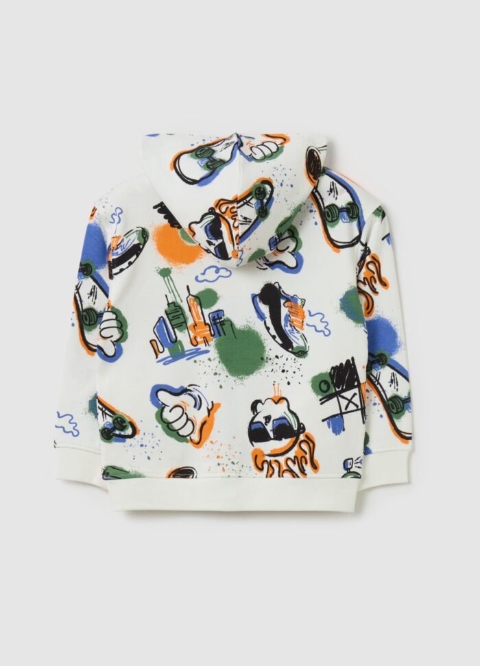 ⁦Boys' Zip-Up Hoodie – Off White⁩ - الصورة ⁦2⁩