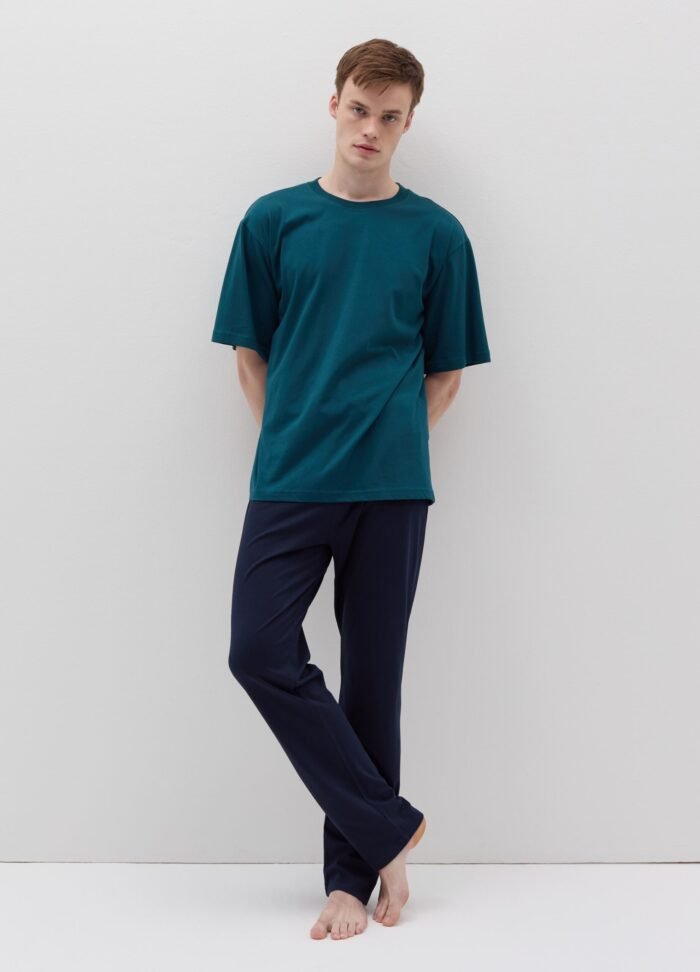 ⁦Men's Relaxed T-Shirt – Teal Green⁩ - الصورة ⁦2⁩
