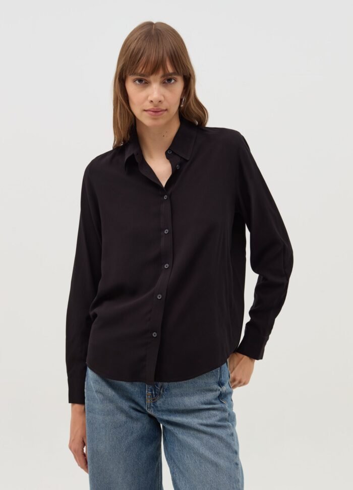 ⁦Women's Viscose Shirt – Black⁩ - الصورة ⁦2⁩