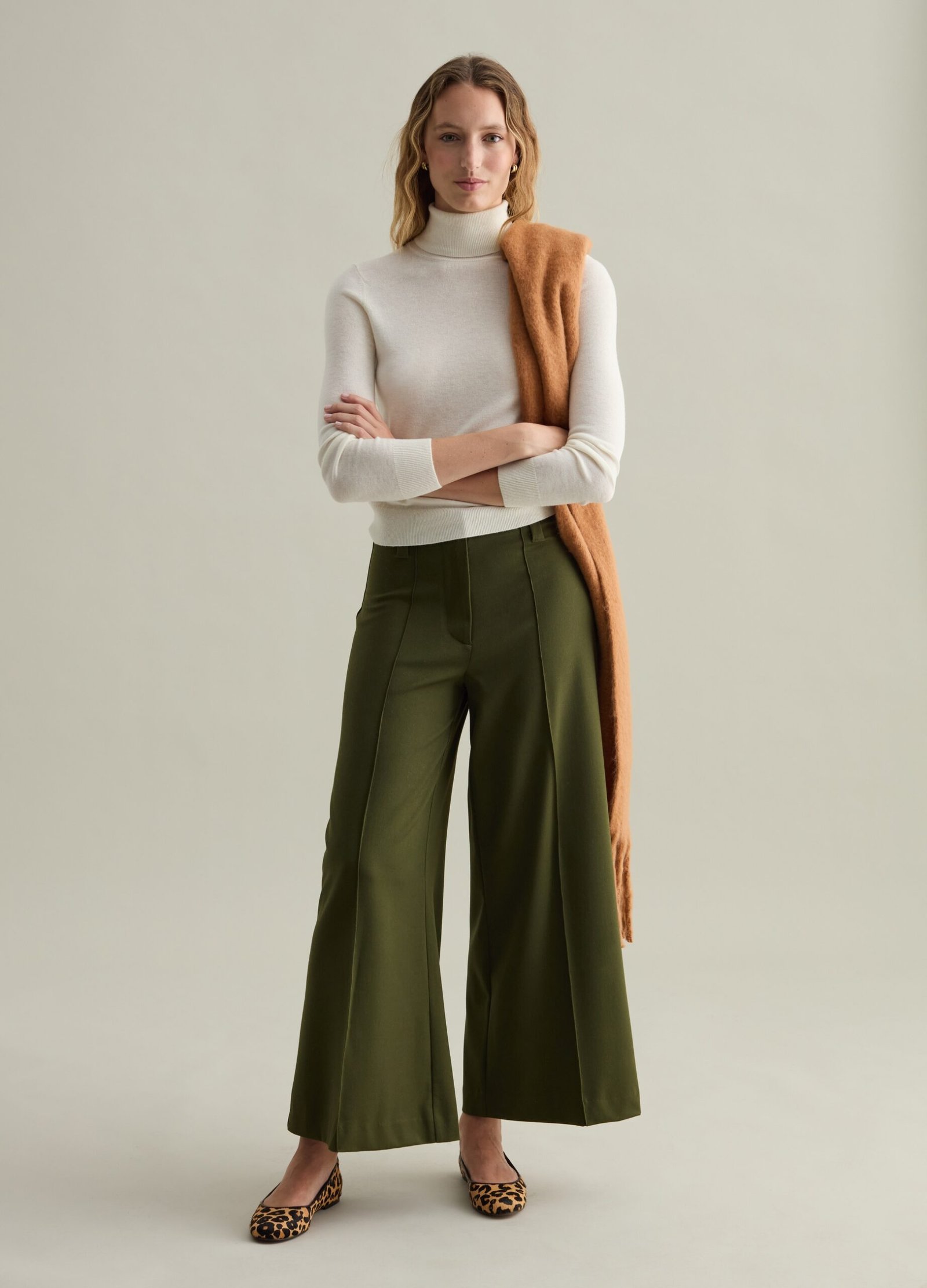 13160558.jpg Women's Bootcut Trousers – Olive Green - Image 1