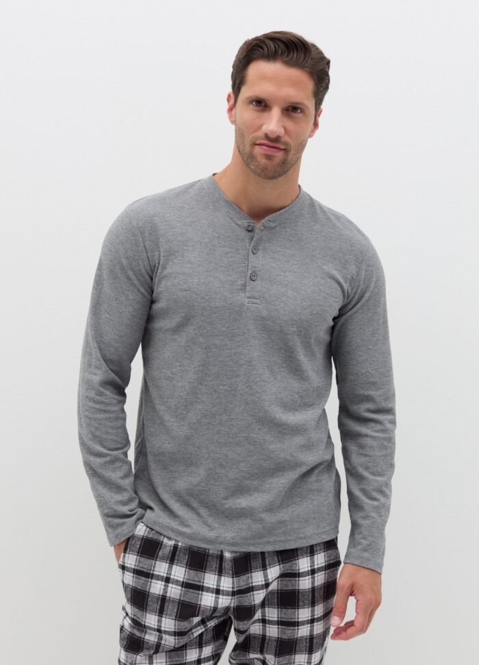 Men's Waffle Pyjama Set – Grey Melange - Image 2