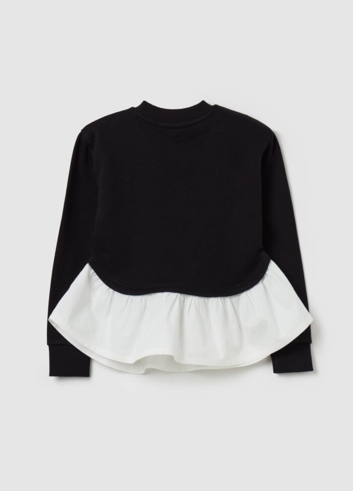 ⁦Girls' Round-Neck Sweater – Black⁩ - الصورة ⁦2⁩