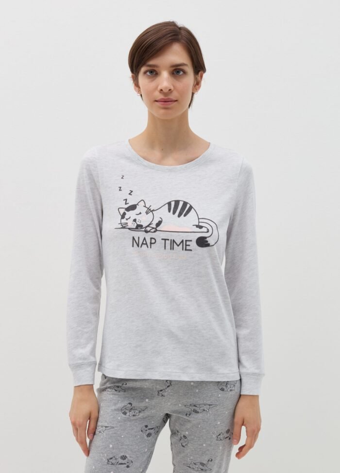⁦Women's Pyjama Set – Light Grey⁩ - الصورة ⁦2⁩