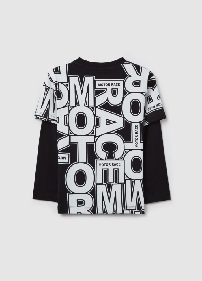 ⁦Boys' Long-Sleeve T-Shirt – Black⁩ - الصورة ⁦2⁩