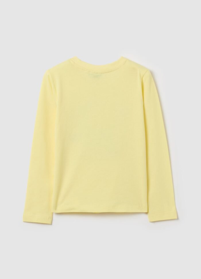 ⁦Girls' Long-Sleeve T-Shirt – Light Yellow⁩ - الصورة ⁦2⁩