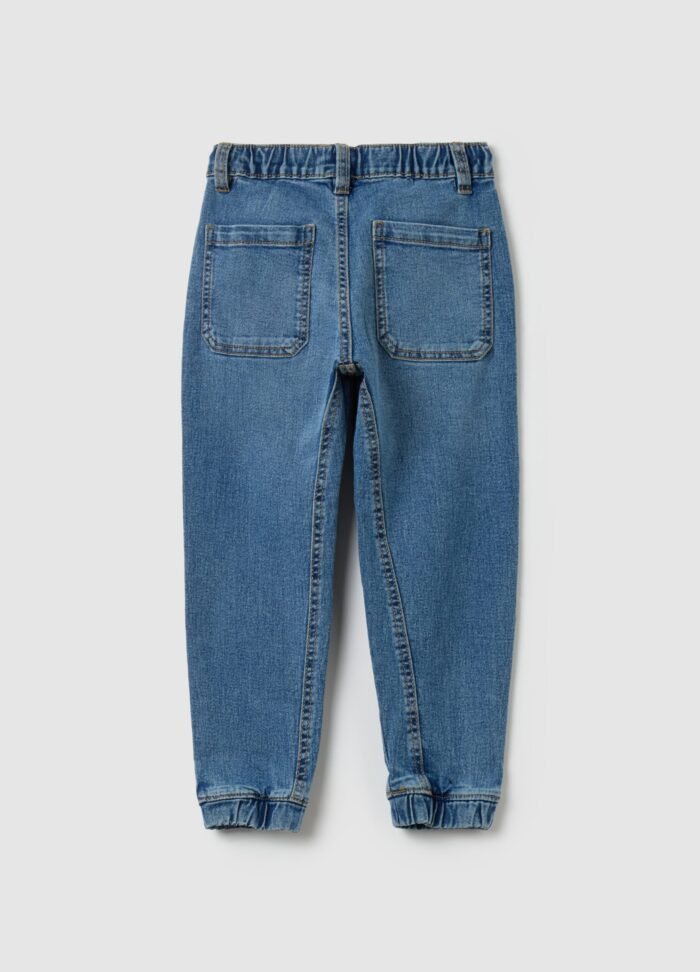 ⁦Boys' Denim Joggers – Medium Blue⁩ - الصورة ⁦2⁩