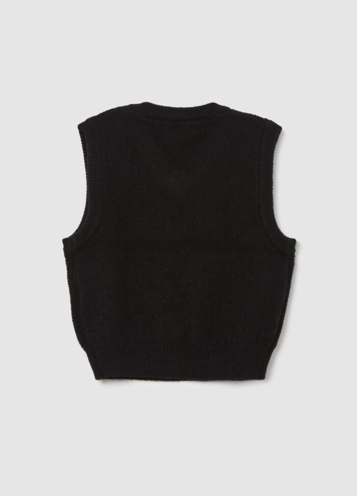 Girls' Cable-Knit Gilet – Black - Image 2