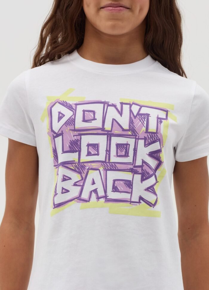 ⁦Girls' Printed T-Shirt – White⁩ - الصورة ⁦2⁩