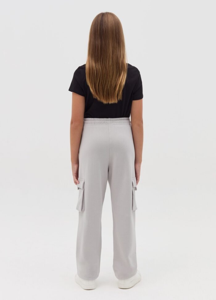 Girls' Cargo Joggers – Light Grey - Image 2