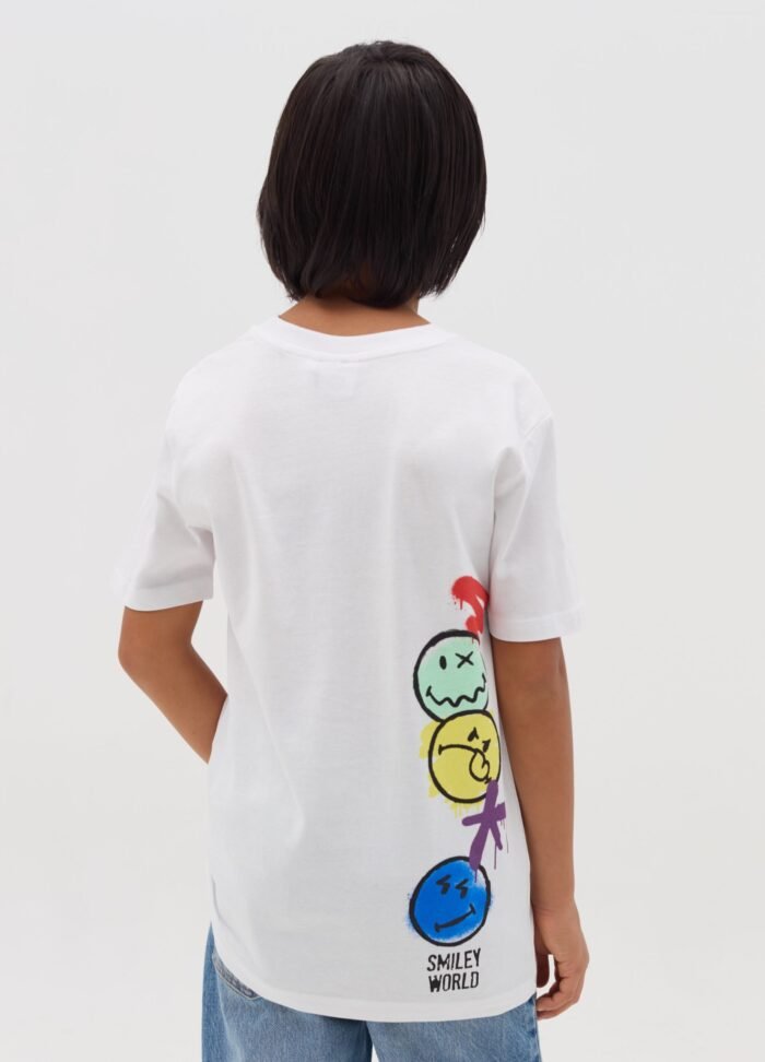 ⁦Boys' Smiley T-Shirt – White⁩ - الصورة ⁦2⁩