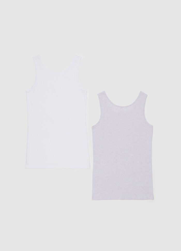 ⁦Girls' Vests – 2 Pack, Bright White⁩ - الصورة ⁦2⁩
