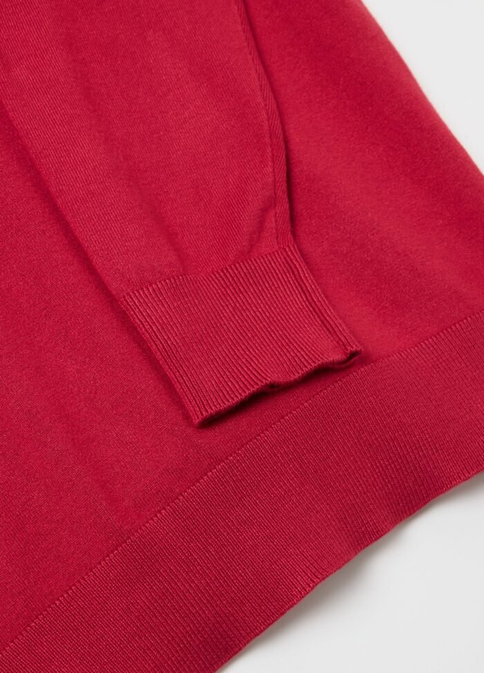 ⁦Men's Fine-Knit Jumper – Red⁩ - الصورة ⁦2⁩