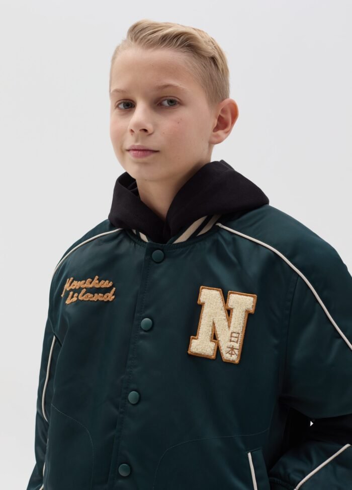 ⁦Boys' Varsity Bomber Jacket – Pine Green⁩ - الصورة ⁦2⁩