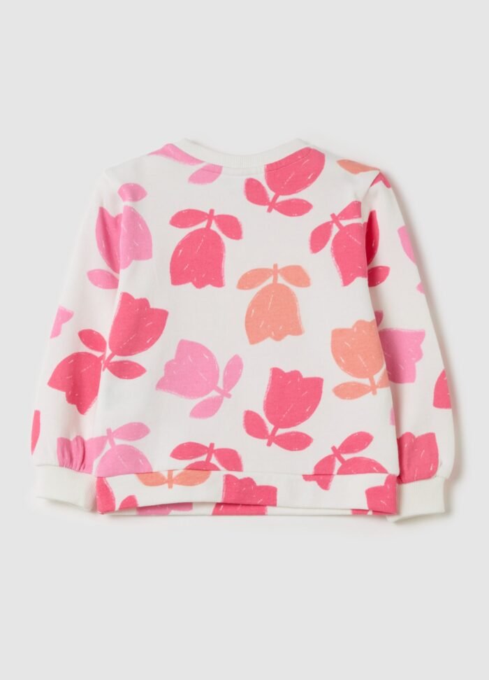 Baby Girls' Round-Neck Sweatshirt – White - Image 2