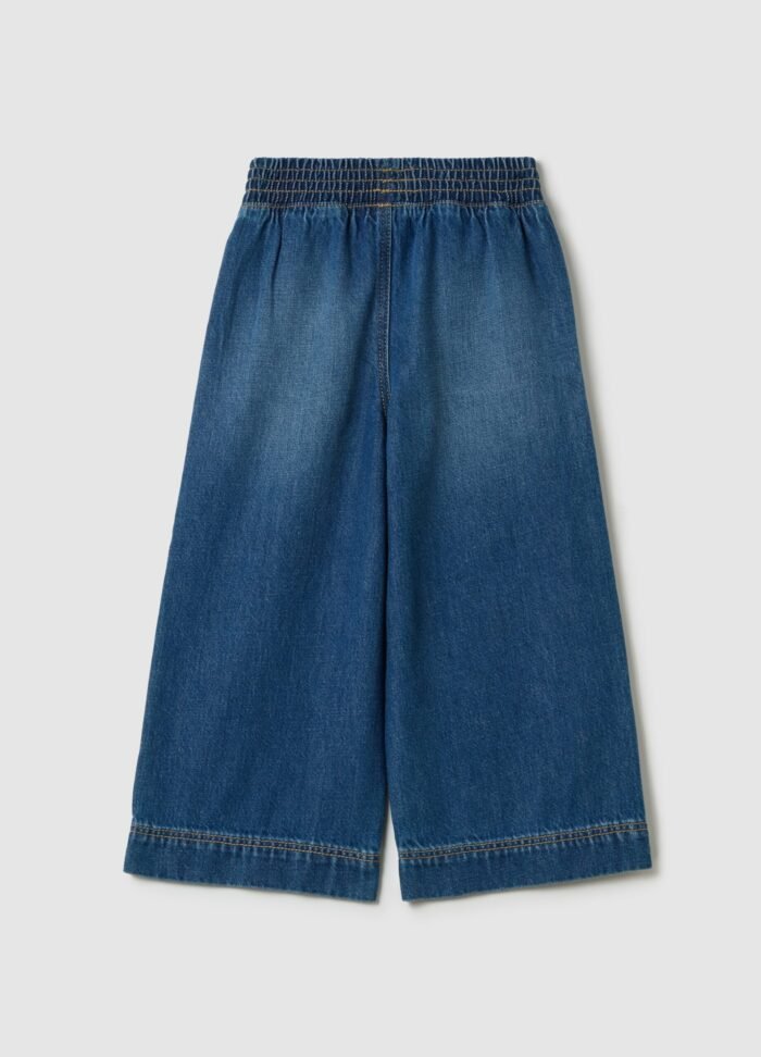 ⁦Girls' Denim Joggers – Medium Blue⁩ - الصورة ⁦2⁩