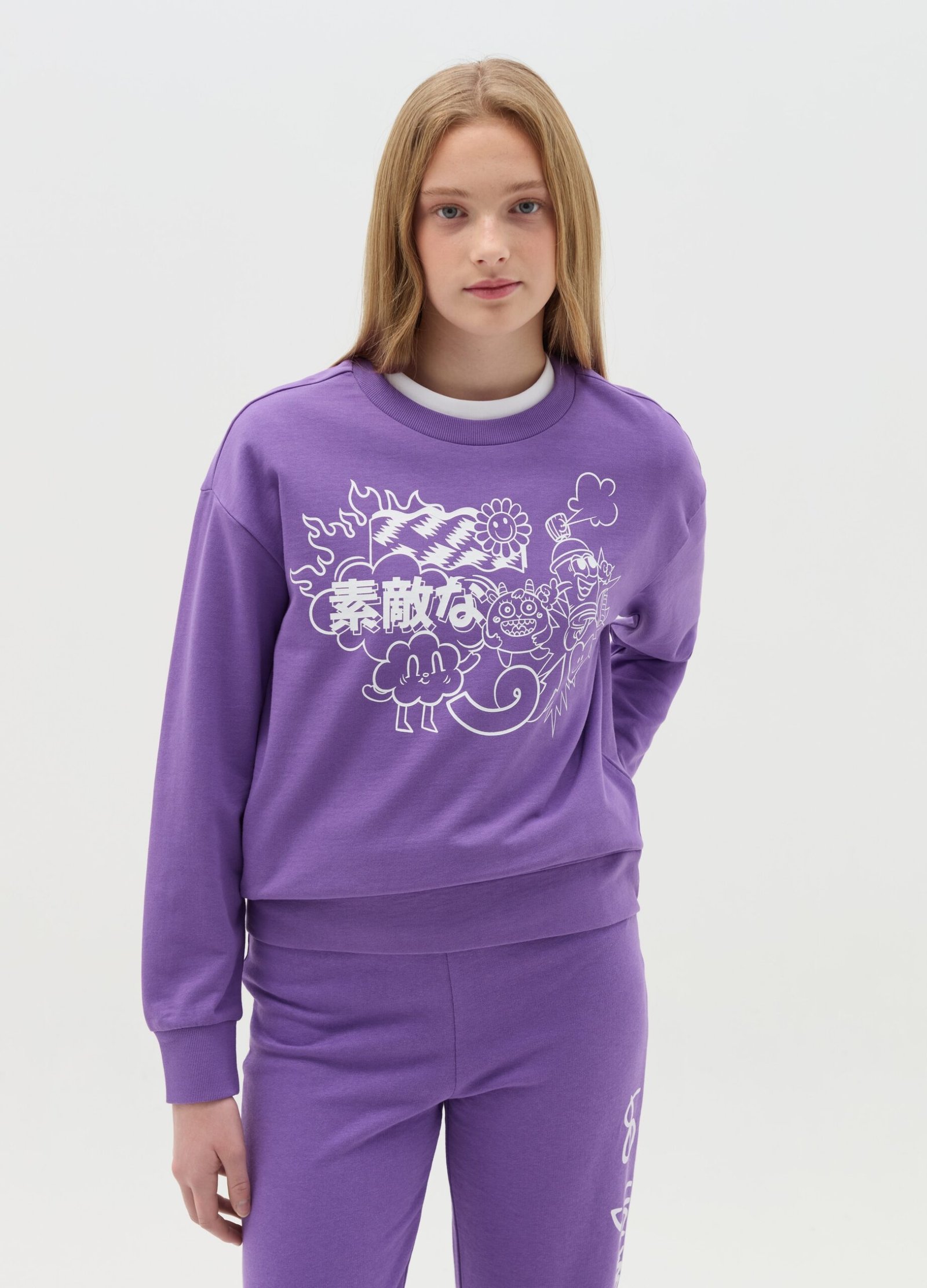 13410301.jpg Girls' Round-Neck Top – Deep Lavender - Image 1
