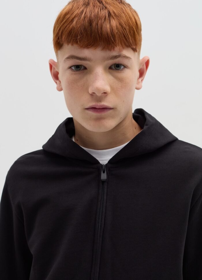 Boys' Zip-Up Sweatshirt – Black - Image 2