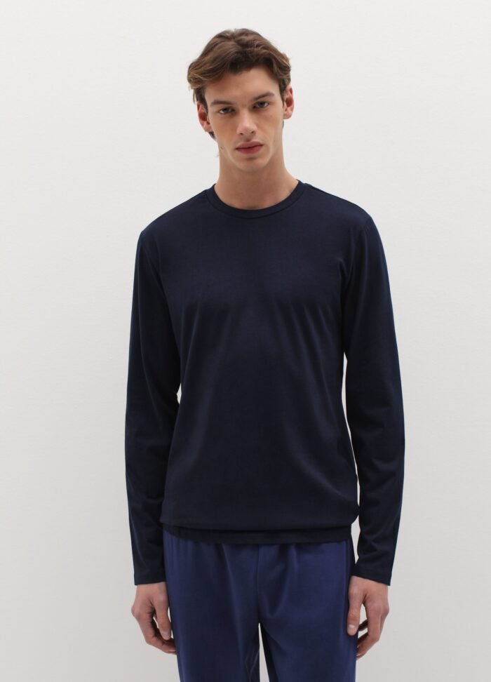 ⁦Men's Long-Sleeve Pyjama Set – Dark Navy⁩ - الصورة ⁦2⁩