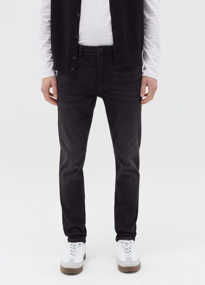 ⁦Men's Skinny-Fit Jeans – Black⁩ - الصورة ⁦2⁩
