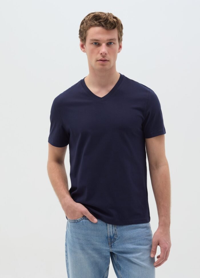 ⁦Men's V-Neck T-Shirt – Navy⁩ - الصورة ⁦2⁩