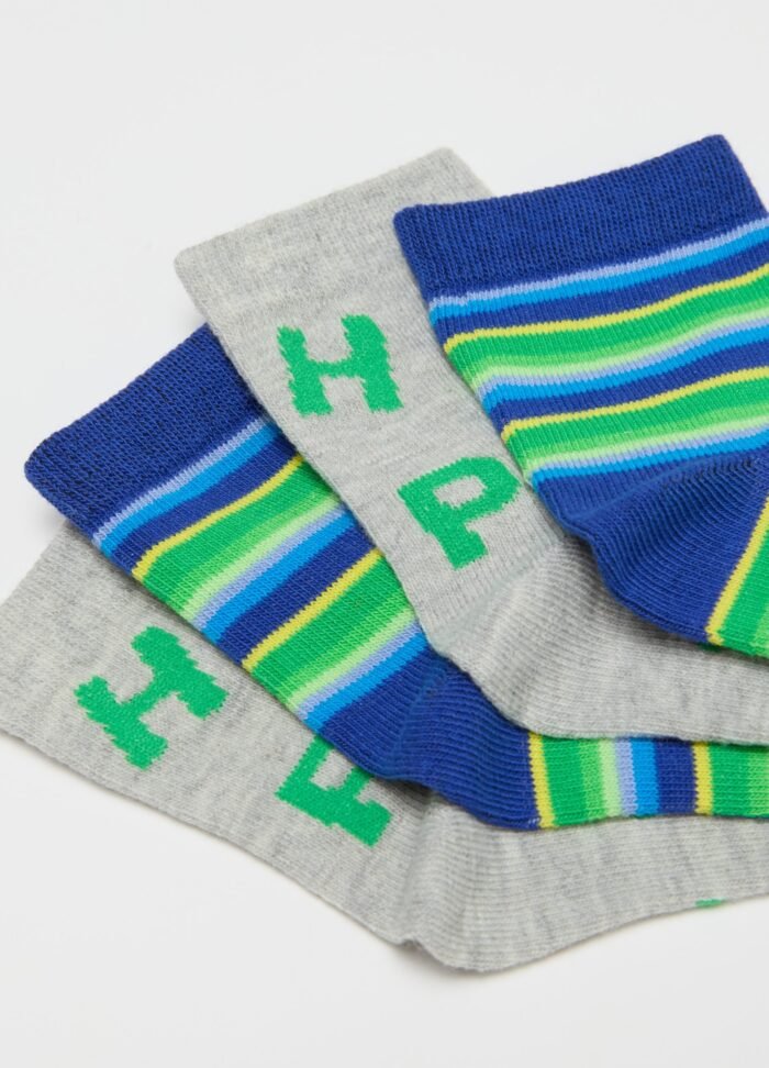 Boys' Short Socks – 3 Pack, Blue & Green - Image 2
