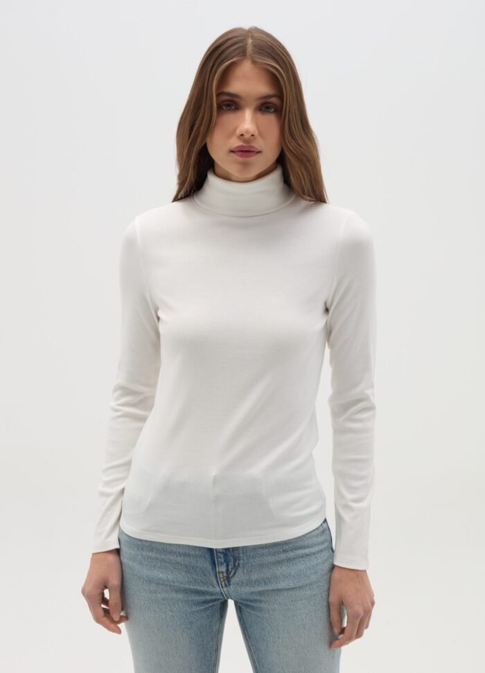 Women's Turtleneck Top – Off White - Image 2