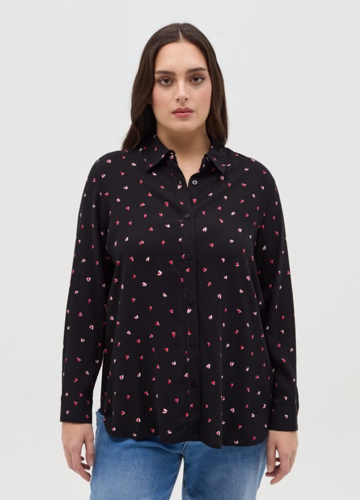 ⁦Women's Printed Shirt – Black⁩ - الصورة ⁦2⁩