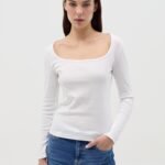 OVS Top Ls W/Squ Off White