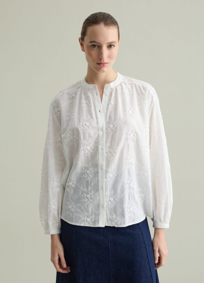 Women's Broderie Anglaise Shirt – Off White - Image 2